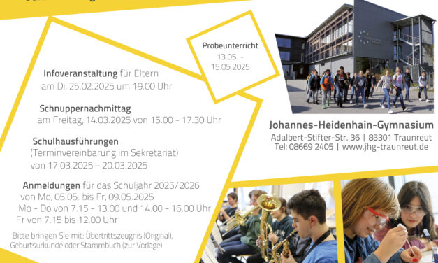 JHG Traunreut – Informationsabend für Eltern zum Übertritt
